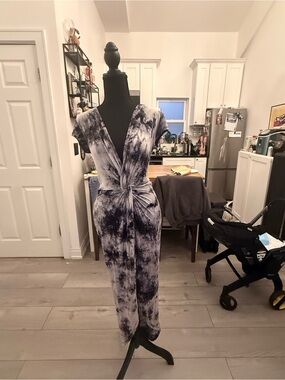 Rolla Coster Navy and White Tie-Dye Midi Dress